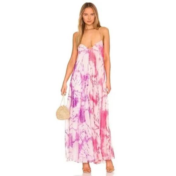 Rococo Sand Ava Maxi Dress in Fuchsia & Lilac Large - Picture 3 of 11